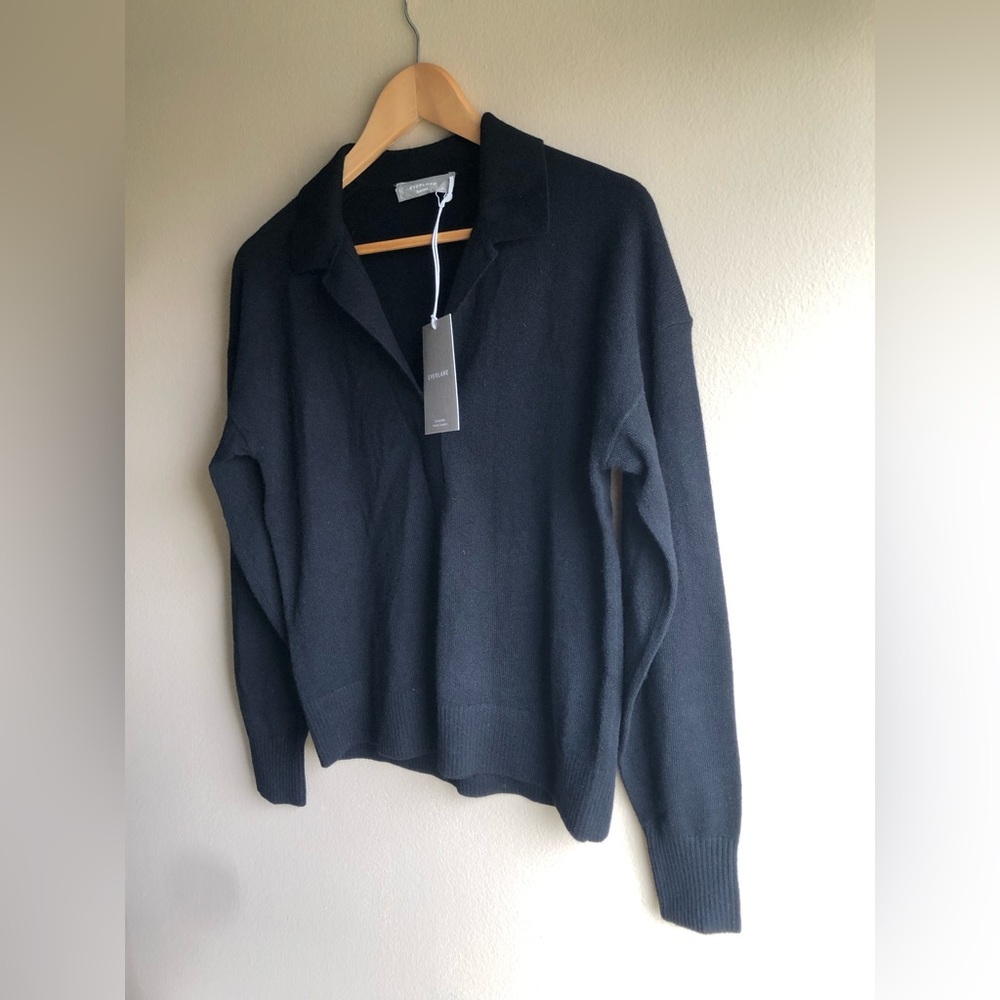 NEW Everlane Women’s Cashmere Polo Black Sweater Size XSmall - Picture 9 of 14
